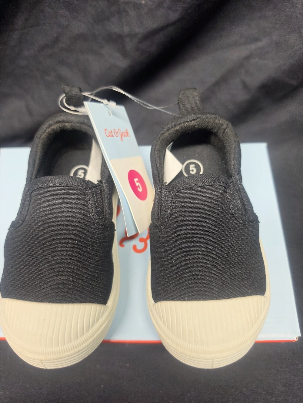 Cat & Jack Hollis Black Slip-On Sneakers Kids Youth Size 5 NWT